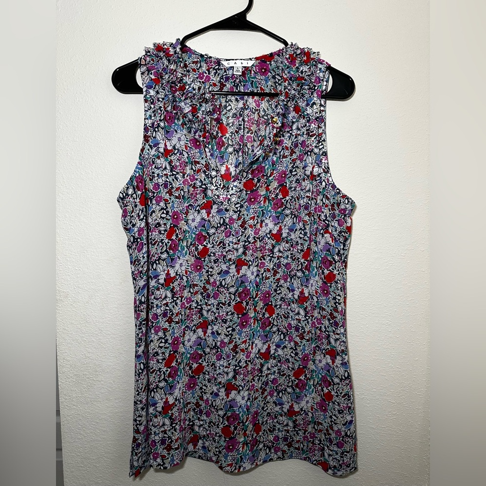 CAbi Multicolor Floral Sleeveless Blouse